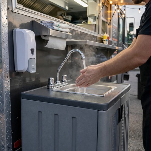 Installation d’hygiène facile avec des lave-mains mobiles