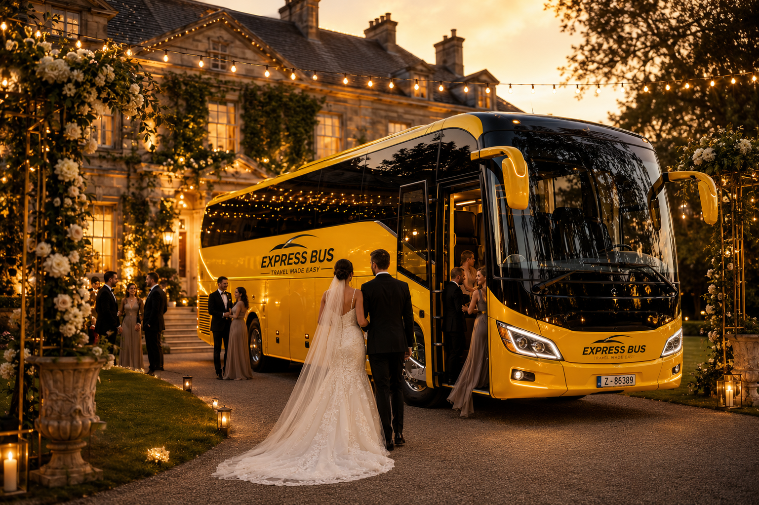 Can a luxury wedding coach transport guests between different wedding venues?